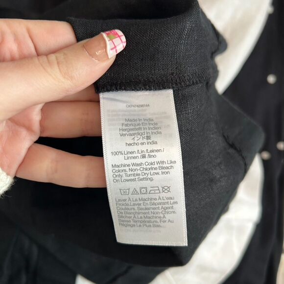 Madewell 100% Linen Black Midi Dress Size 12 - Picture 10 of 10